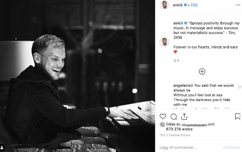 Ett år senare efter den tragiska nyheten uppdaterades Aviciis Instagram. Ett år senare efter den tragiska nyheten uppdaterades Aviciis Instagram.
